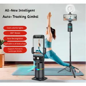 360° AI Face-Tracking Phone Gimbal with Dual Rechargeable Beauty Lights & Tripod Selfie Stick | Auto-Tracking Stabilizer for TikTok & Vlogging