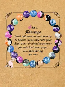 1PC Christmas Pink Flamingo Bracelet Gift - Festive Surprise Party Jewelry for Best Friend Girlfriend Sister,  Cute & Dainty Jewelry for Women, Birthday/Valentine‘s Day/Graduation/Anniversary