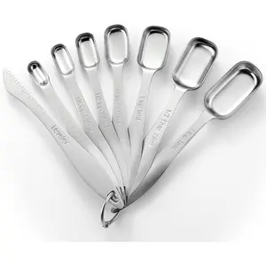 Stainless Steel Measuring Spoons Set of 8 with Leveler, Metal Teaspoon & Tablespoon Measuring Spoons for Dry & Liquid Ingredients, Fits in  Jars - Kitchen Gadgets For Baking & Cooking