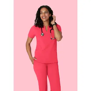 5 Pocket Notch Neck Top Paradise Pink