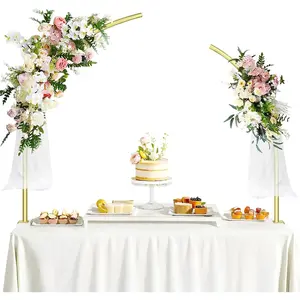 Balloon Arch Kit for Tabletop, 5.3Ft & 4.7Ft Over The Table Rod Stand with Clamps and Half Arch Balloon Stand for Wedding, Birthday, Baby Shower, Christmas, Halloween Decorations, Gold