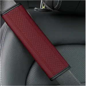 Seat Belt Pads, 2 Pack Fiber Leather Seatbelt  Strap Covers, More Comfort Driving & Protect Your , Universal Safety Strap Cover for Auto SUV  Airplane Backpack ( Red)