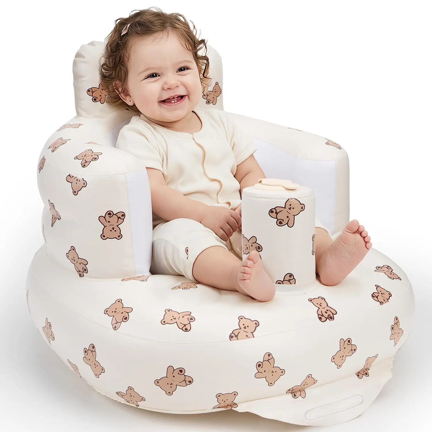 UNEEDE Inflatable Baby Seat for 3 Months & Up with Built in Air Pump | Baby Chair Floor Seat for Baby, Bumbo Seat for Learning to Sit, Feeding, Travel Baby Seat for Home, Camping, Beach & Outdoor