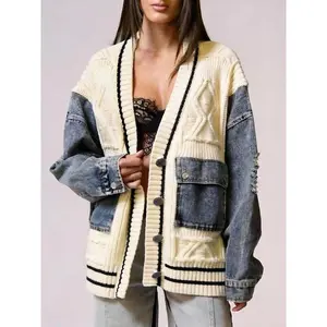 Unique denim patch knit jacket - a soft and breathable medium-sized sports jacket suitable for casual outingsRAIMENTRY