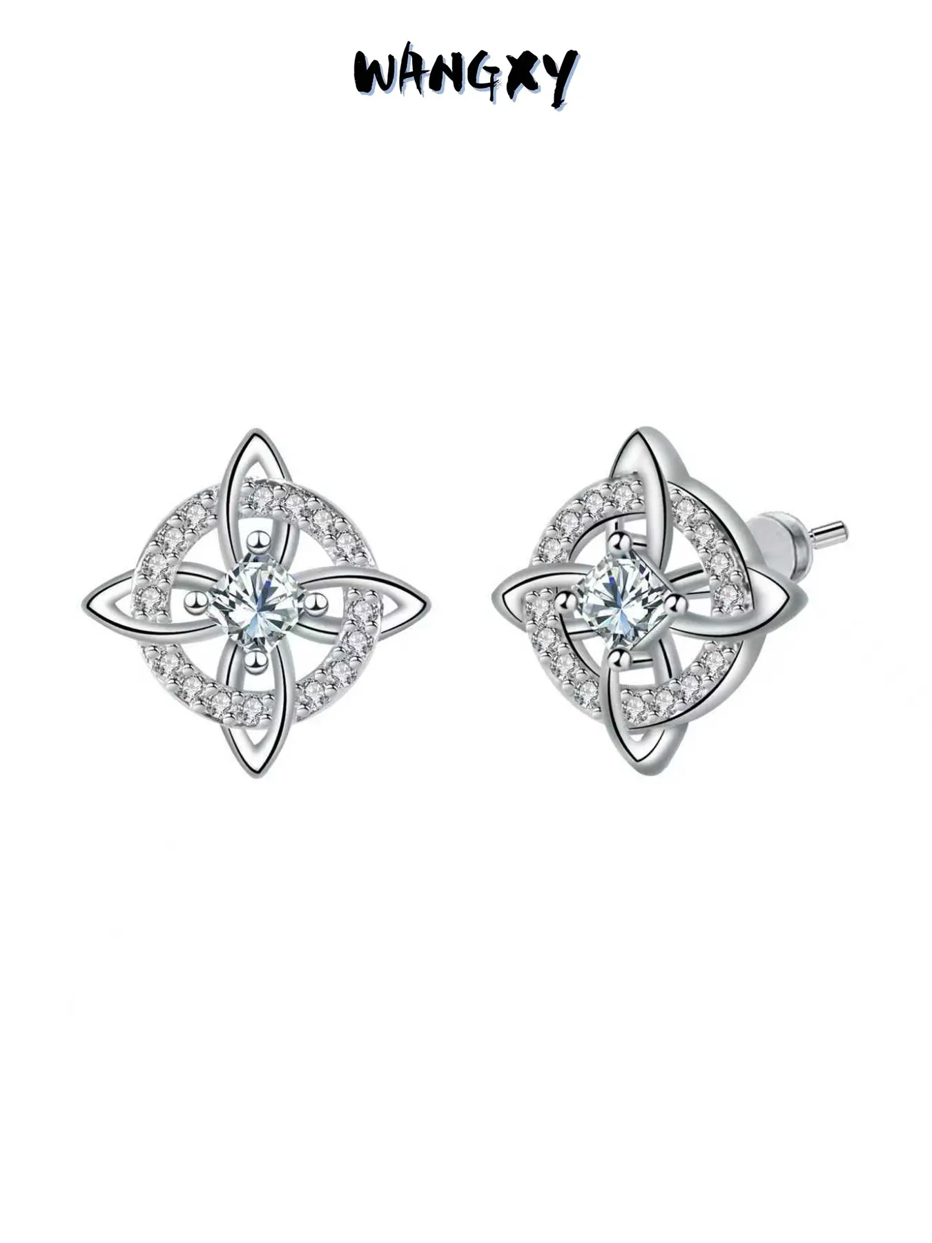 WANGXY Celtic Knot Stud Earrings for Women S925 Sliver Needel Triquetra Hypoallergenic Piercing Studs for Sensitive Ears Trendy Dainty Irish Gifts