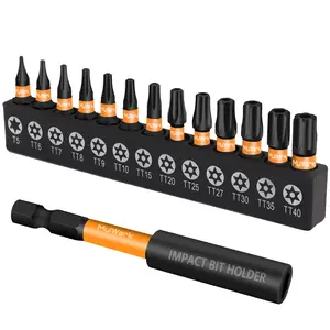 MulWark 1” Torx Bits 14pcs T5-T40 Torx Socket Set - S2 Steel Security Torx Bit Set with Magnetic Bit Holder