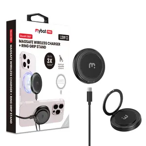 MyBat Pro DockIt 360° MagSafe Wireless Charger with Ring Grip Stand for iPhone 14 Pro Max & 13 Pro Max Super Fast Charging Cellphone