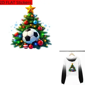 4 Piece Christmas Tree Decoration Iron-On Vinyl Patches, Durable Plastic Material, Washable & Easy to Iron, Perfect for DIY Clothes