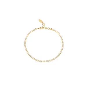 Ettika Single Crystal Band Anklet | 18K Gold Plated Dainty Anklet | Elegant Minimal Jewelry | Gift for Her