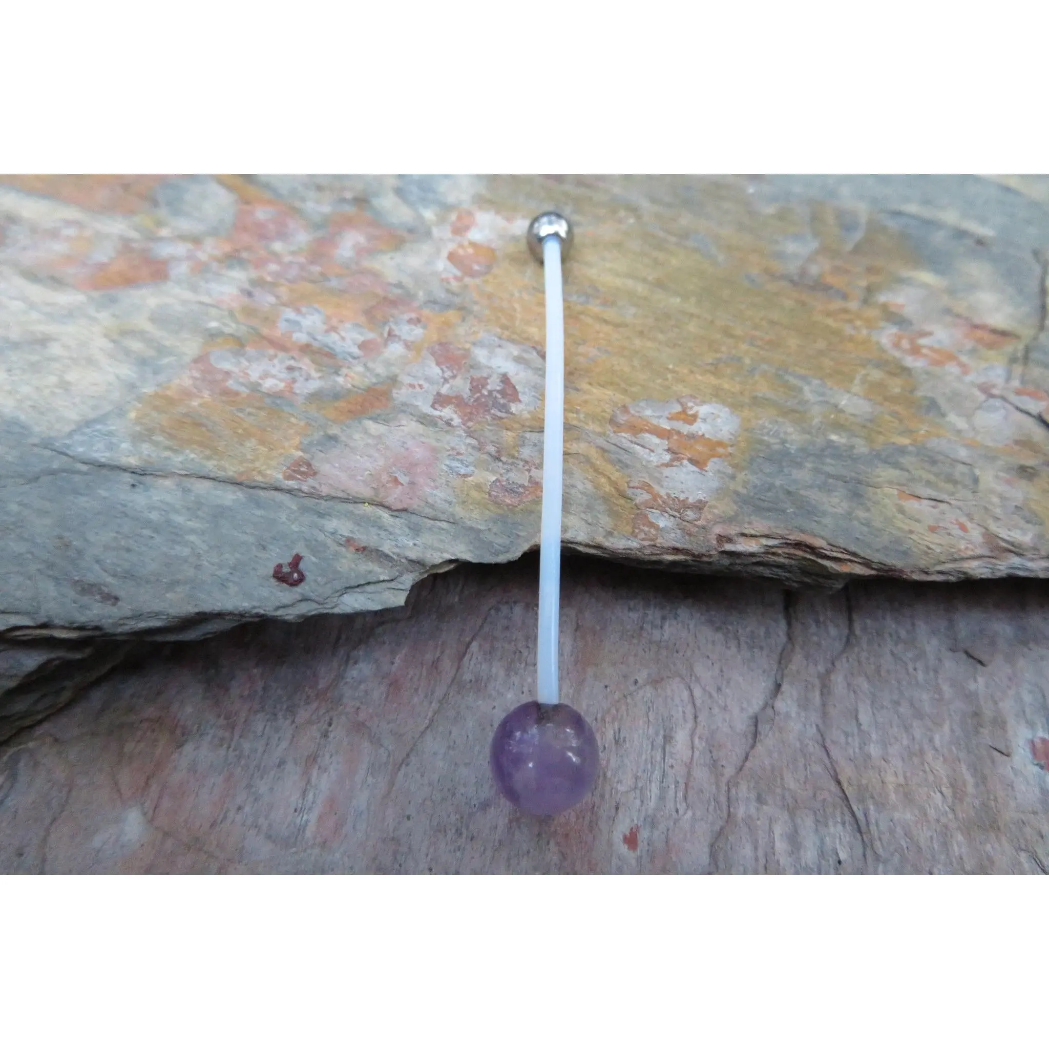 Amethyst Natural Stone Pregnancy Bio-flex Belly Ring