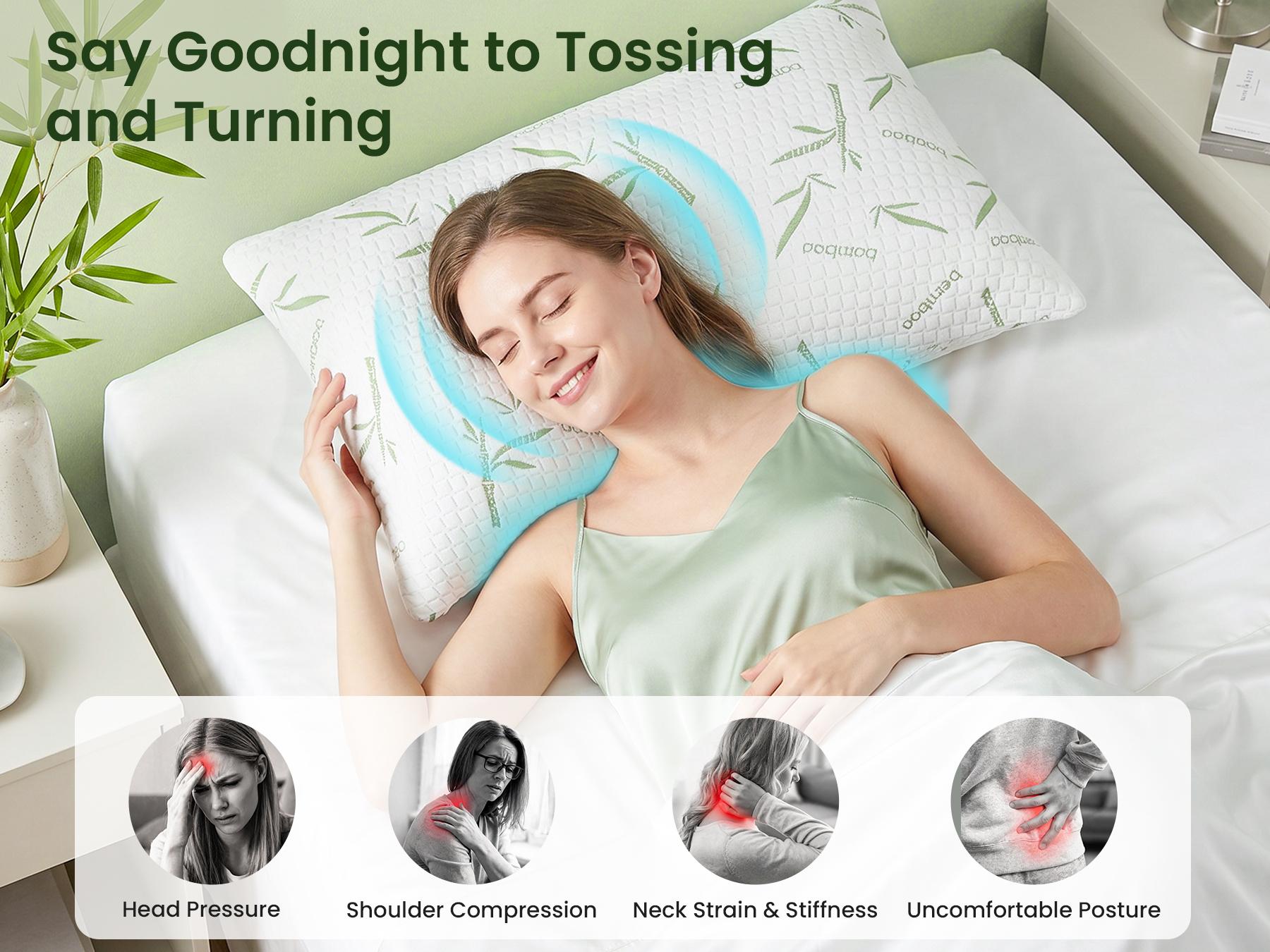 Shredded Memory Foam Pillows Set of 2, Adjustable Cooling Pillows, Rayon Derived from Bamboo Bed Pillows with Washable Cover, Comfy Support for Hot Side Back Stomach Sleepers Shredded Memory Foam Pillows Set of 2, Adjustable Cooling Pillows, Rayon Derived from Bamboo Bed Pillows with Washable Cover, Comfy Support for Hot Side Back Stomach Sleepers