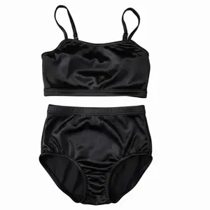 Double Platinum Performance Adult XS & S Black Satin Dance Set - New with Tags, 2 Piece, Adjustable Spaghetti Straps, High-Waisted Briefs Adult XS and Adult Small