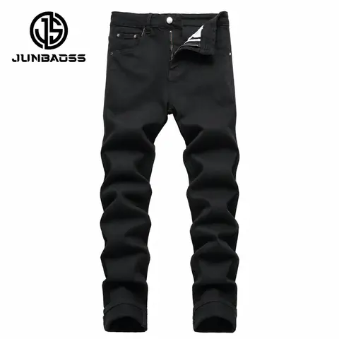 JUNBAOSS Men's Slim Fit Stretch Jeans Colored Skinny Jeans for Men, Distressed Straight Leg Casual Fashion Comfort Flex Waist Denim Pants, Menswear Classic Street Style Cotton Fabric Jean Natural Hipster Personalized Stylish Streetwear Jeans with Pockets