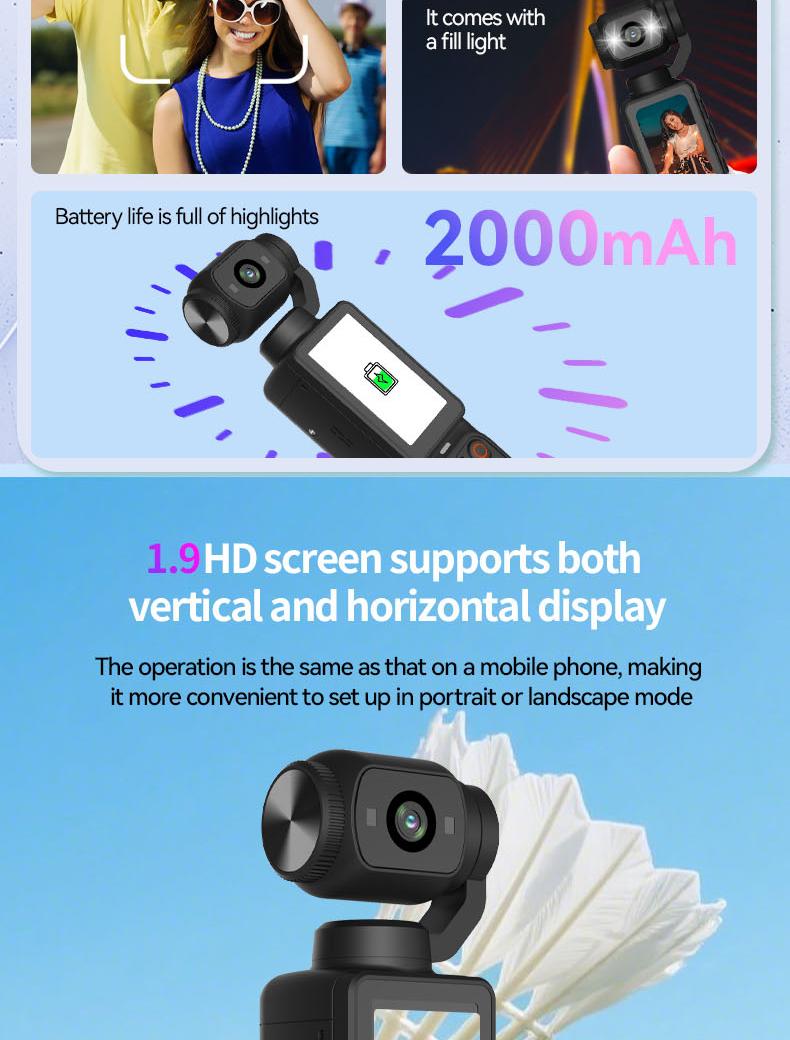 Ultra HD Portable Camcorder with 180° Rotating Lens & Smooth Stabilization | Handheld Anti-Shake Camera for Vlogging, Travel & Daily Recording | USB Rechargeable, Durable & Compact