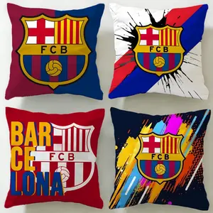 football team Barcelona Cushion Cover Ultra-Soft Reversible Plush Pillow Cover | Double-sided fluffy comfort for car, sofa, bedroom | Skin-friendly fabric | Easy clean & maintain | Stylish home decor | Perfect gift for family & friends | Home Textile