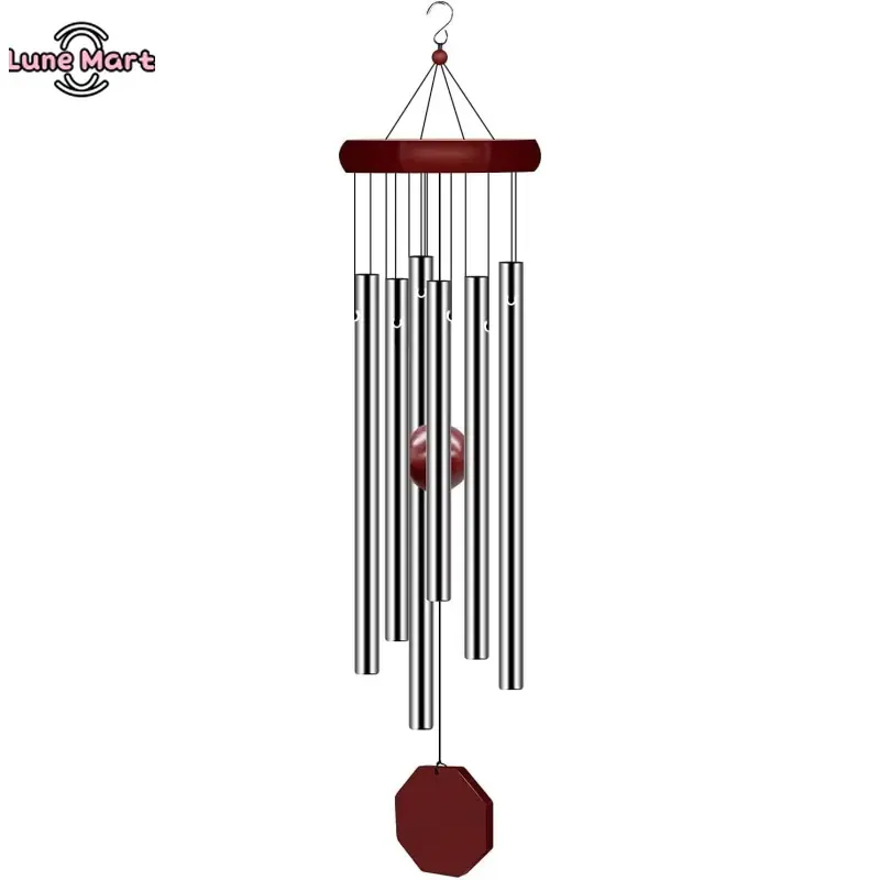 Memorial Wind Chimes Outdoor Large Deep Tone, Sympathy Wind-Chime Personalized with 6 Tuned Tubes, Elegant Chime for Garden Patio Balcony and Home