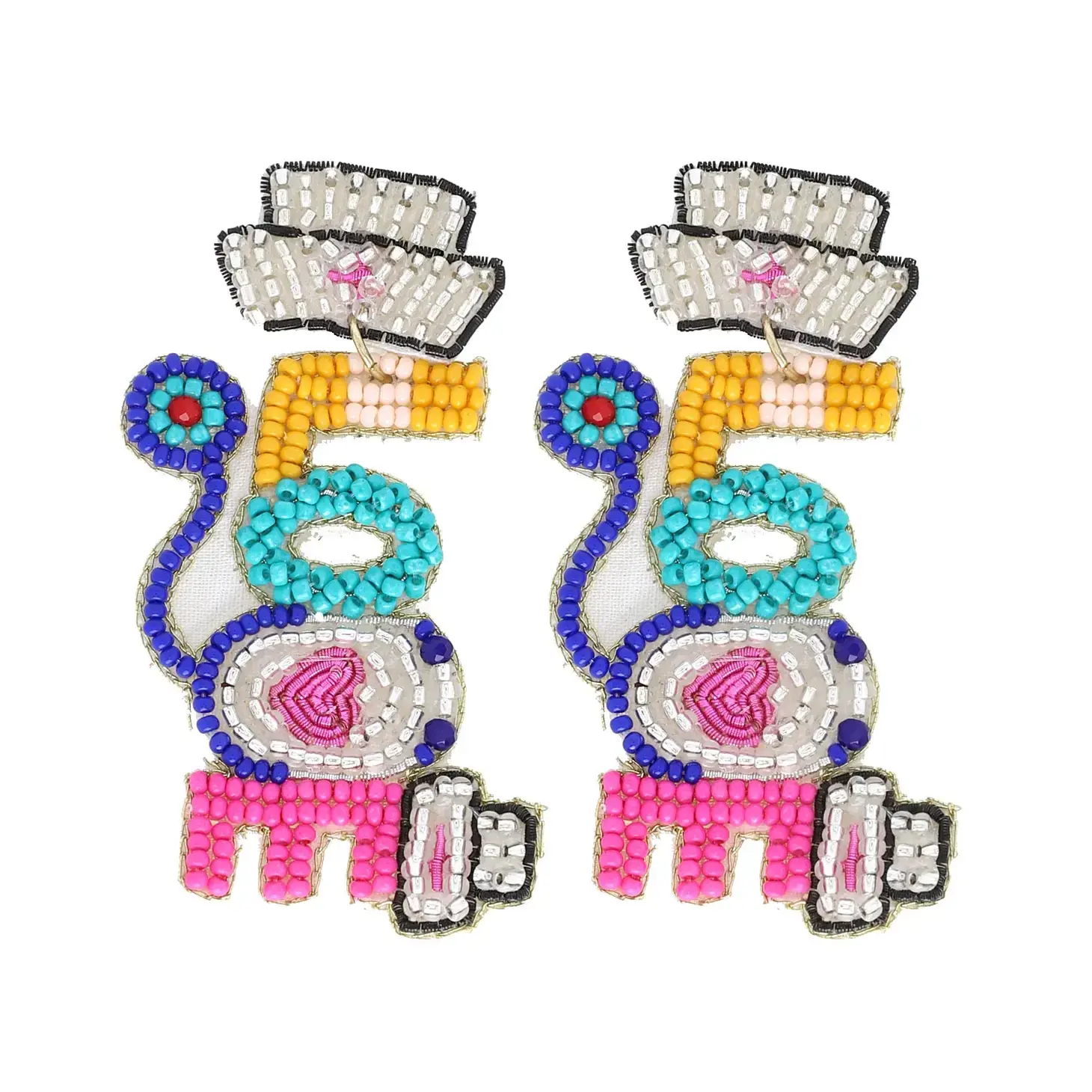 2 Tier Beaded Love Nurse Appreciation Dangle Earrings