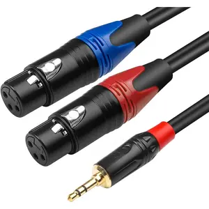 Dual Female XLR to 3.5mm Y-Splitter , Unbalanced XLR Female to 1/8 Inch Mini Jack TRS Stereo Aux Interconnect Audio Mic Breakout Patch Cord - 3.3 /1 Meter