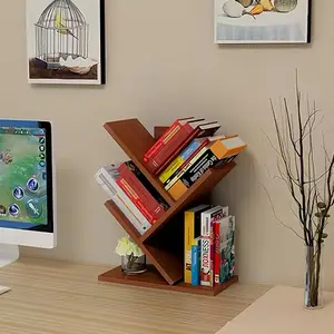 Book Tree Bookshelf, 3-Tier  Small Tree Bookcase for Displaying Books, CDs, Magazines and More at Office, Home or
