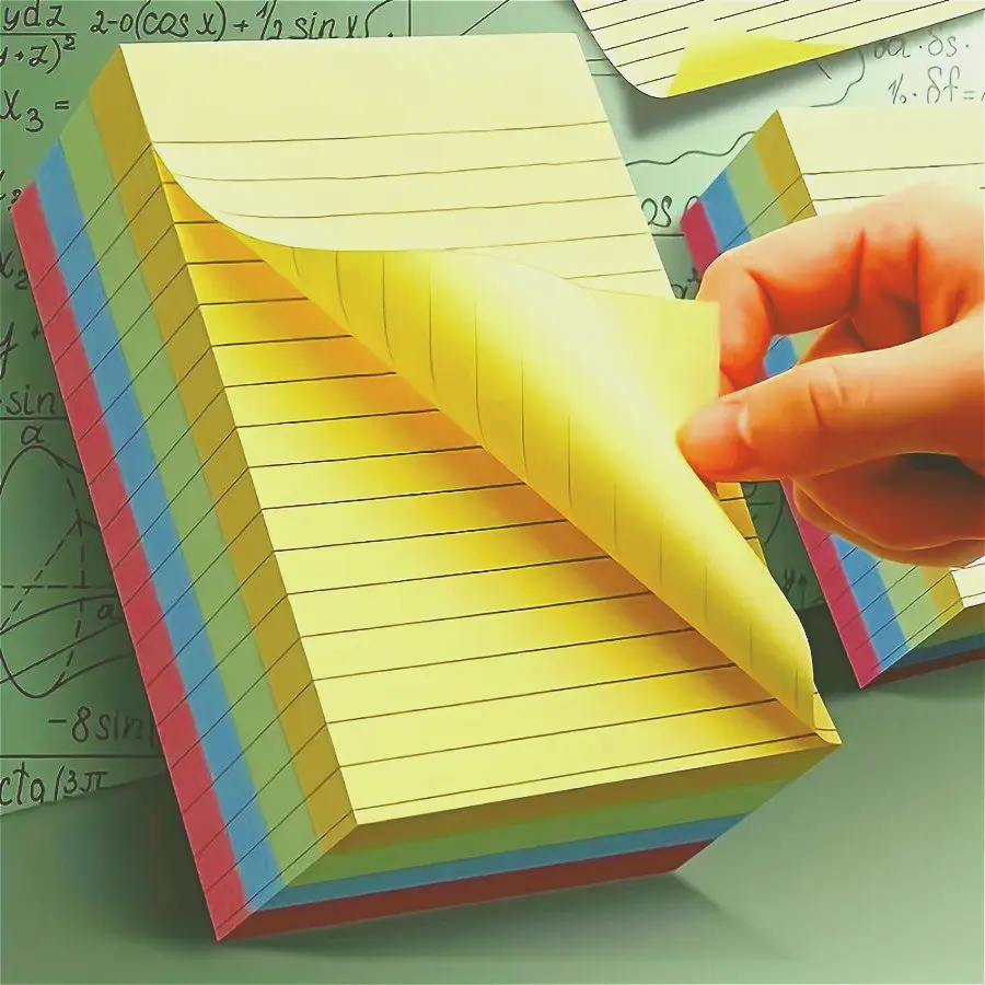 Reusable L-Sized Self-Adhesive Notepad, 200-Sheet Grid Pattern, for Students, Office Stationery, Available in 4 Colors, Available Colors