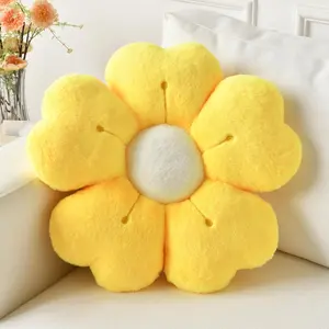 Flower Shaped Pillow Decorative Throw Pillows for Bed Couch Cute Daisy Pillow Dorm Decor Floor Seating Cushion Yellow 15 Inches
