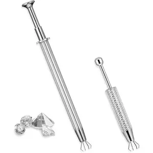 2Pcs Piercing Ball Grabber Tool, Sugar Bead Sprinkle Pen, Piercing Holder Tool 4-Claw Pick Up Tool, Piercing Removal Tweezers for Cake Decoration Jewelry Tiny Objects