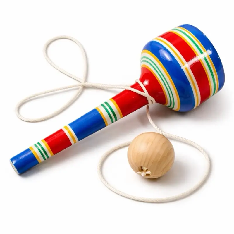 Balero Mexicano Cup Variety Color 7in - Vibrant Mexican Toy with Colorful Stripes and Wooden Ball for Fun Play