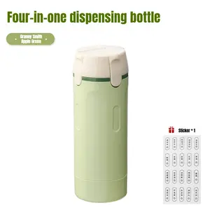 4 in 1 Travel Bottles Set Leakproof Travel Size Toiletries Refillable Liquid Dispenser Portable Makeup Cosmetic Sub-bottling Container Body Wash Shampoo Lotion Dispenser Travel Essentials Cruising Must Haves Airplane Approved Granny Smith Apple Green