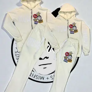 Cream Patchwerk Pink Hoodie & Jogger Set with MUW Logo and Embroidered Badges