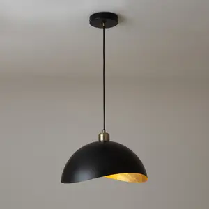 Luna Bella Pendant Light Large - Matte Black, Weathered Brass