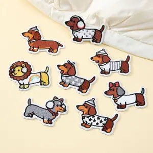 New Dachshund Embroidered Patch, Cute Dog Iron On Self-Adhesive No-Sew Patch for Clothes Bag Luggage DIY Decoration