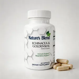Nature's Blend Echinacea & Goldenseal Root Capsules for Respiratory Support & Mucus Defense - 60 Count - Gluten-Free Potent 4:1 Extract Herbal Complex for Daily Breathing Wellness&fathersdaygift