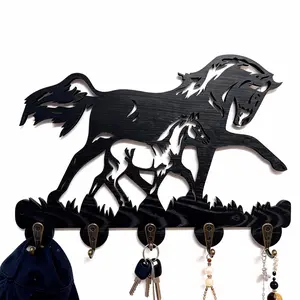 Horse-Shaped Wooden Wall Hook, 5 Hooks, Artistic Decorative Item, Wall Mounted Hook, Ideal for Bedroom, Living Room, Office, Gifts