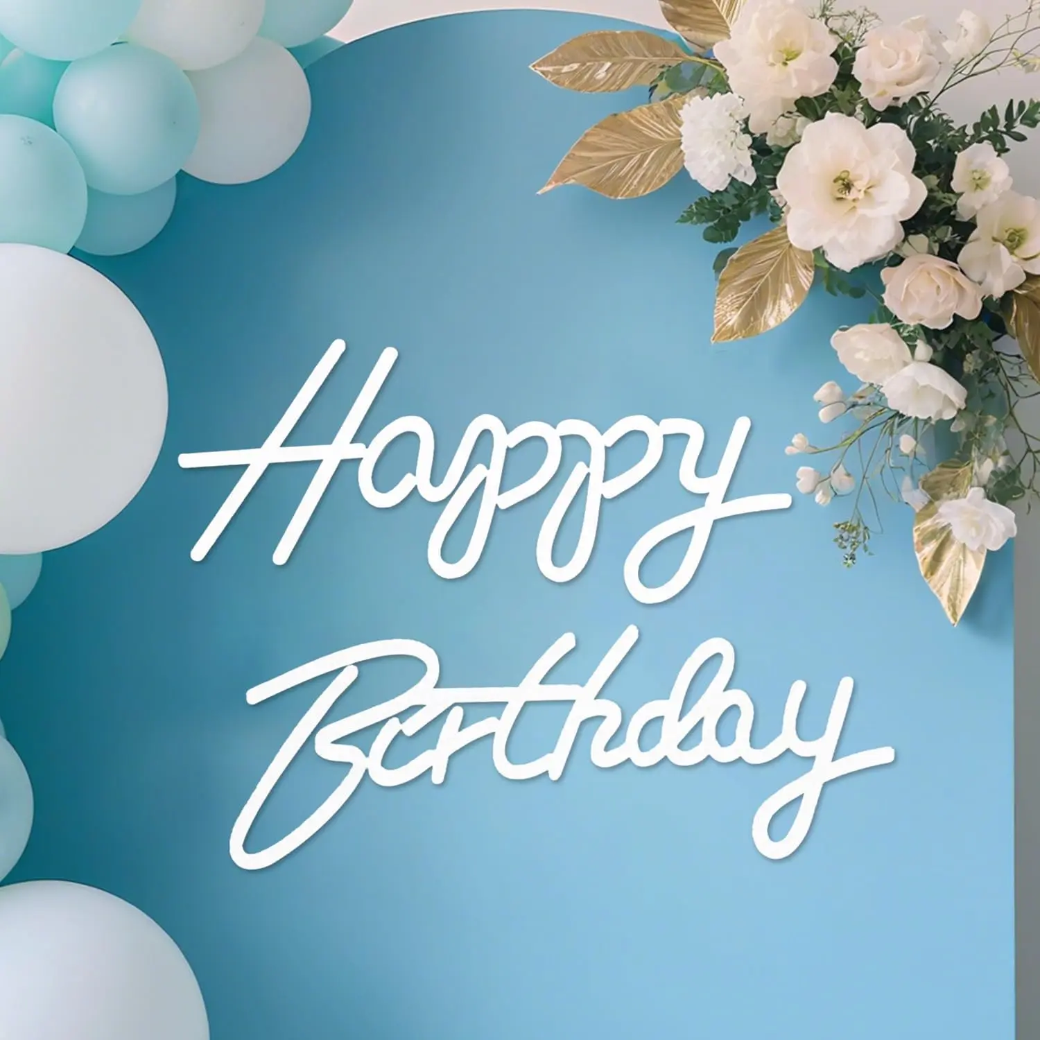 White Happy Birthday Sign, Felt Happy Birthday Sign for Arch Backdrop Balloon Backdrop Decorations Wall Decor for  Girl Boy Women Birthday Party  Shower