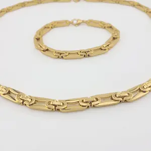 FWJ - Stainless Steel Jewelry Set for Men 8.5mm Bold Link Necklace 24" & 8.5" Bracelet Gold Plated Statement Piece