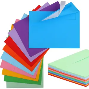 50 Pack Colored 5x7 A7 Envelopes, Printable Invitation Envelopes for Weddings, Invitations, Photos, Postcards, Greeting Cards, Mailing