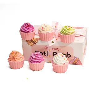 2026 New Model Cake-Shaped Bath Ball Set 80g*6 Essential Oil Bubble Bath Ball Rose Bath Salt Ball Gift Box