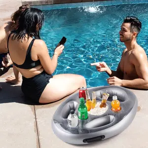 Inflatable Water Bar Ice Bucket Pool Party Drink and Food Tray Multi-Hole Drink Cooler Cup Holder