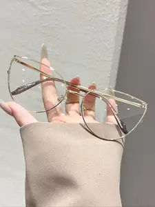 Women's Butterfly Design Metal Frame Glasses, Fashionable New Trend Decorative Flat Lens Eyewear, Stylish Women's Accessories, Eyeglasses Frames