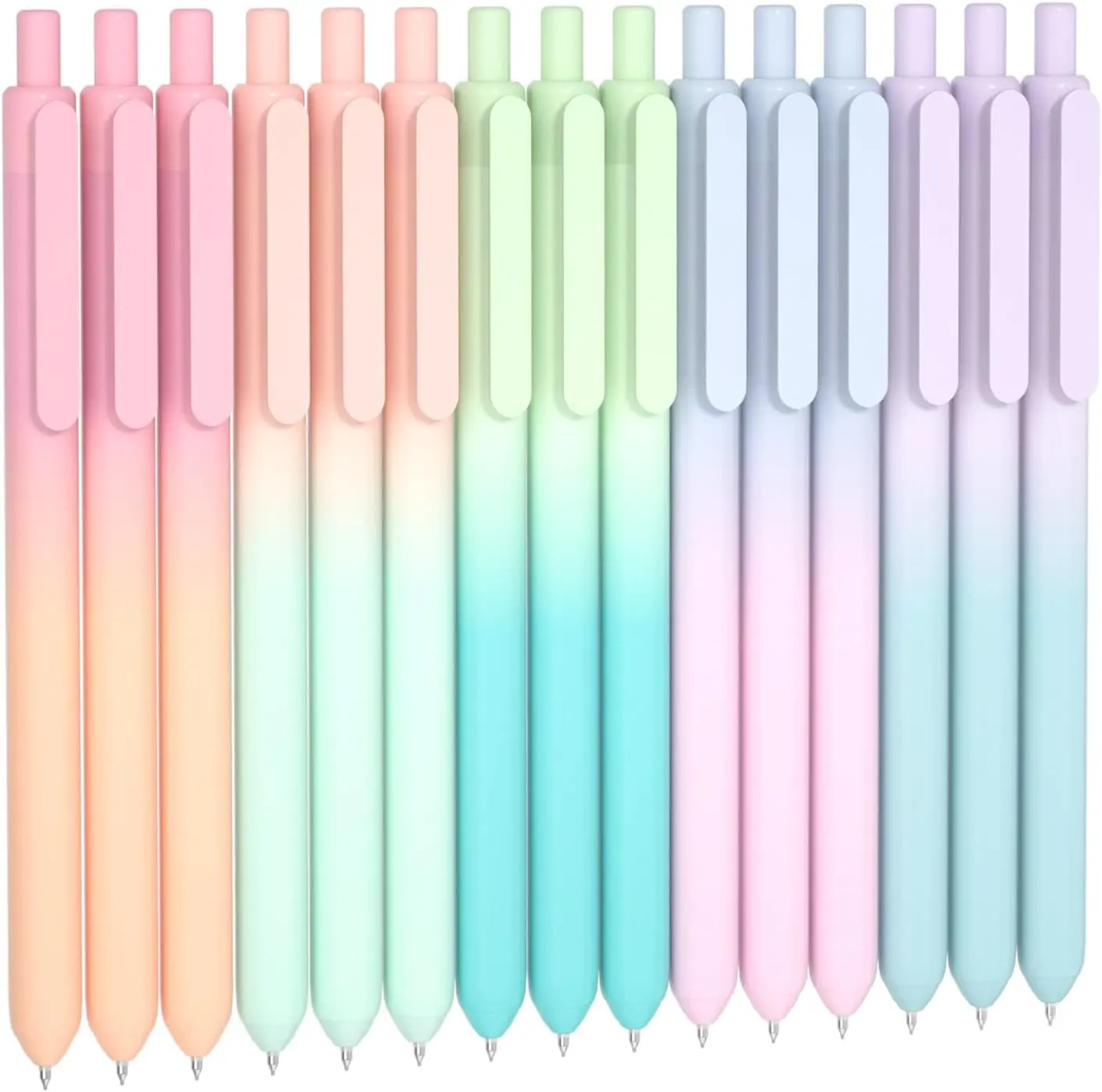 Shuttle Art 15 Pack Black Ink Gel Pens ,Retractable 0.5mm Fine Point, Aesthetic Pastel Barrel, Smooth Writing Cute Pens for Journaling, Note-Taking, School, Office, Home