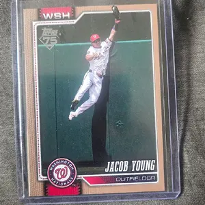 Topps 75th 2026 Series 1 Jacob Young Washington Nationals Baseball Card Gold 1599/2026 Limited Edition Collectible