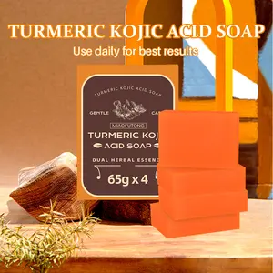 Turmeric Kojic Acid Soap Bar, Natural Soap Bar with Soap Saver Bag, Moisturizing Gentle Kojic Acid Soap Bar Set for All Skin Types