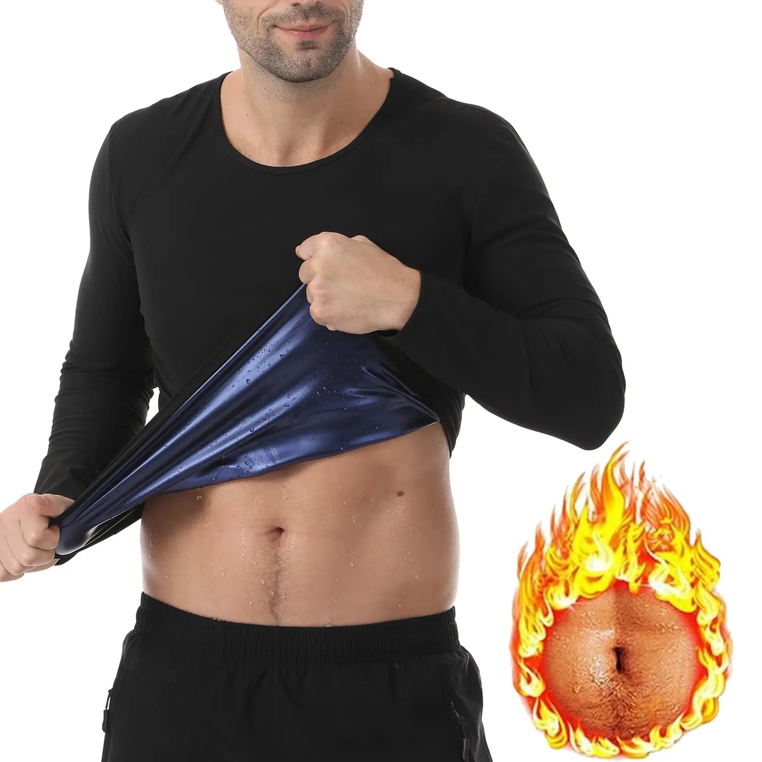 Men's Long Sleeve Athletic Compression Body Shaper - 1-2 Pack Sauna Sweat Vest, Gym Workout Tops, Stretchy Comfortable Fitness Outfit for Gym Exercise, Outdoor Sports