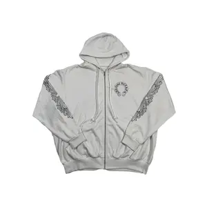 Chrome Hearts Horseshoe Floral Zip Up Hoodie White - Lightly Worn