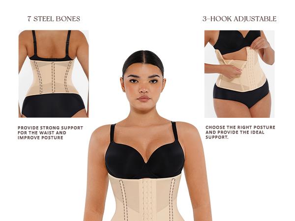 FeelinGirl Waist Trainers for Women Belly Tummy Control Long Torso Mesh Waist Cincher Waist Slimming Belts