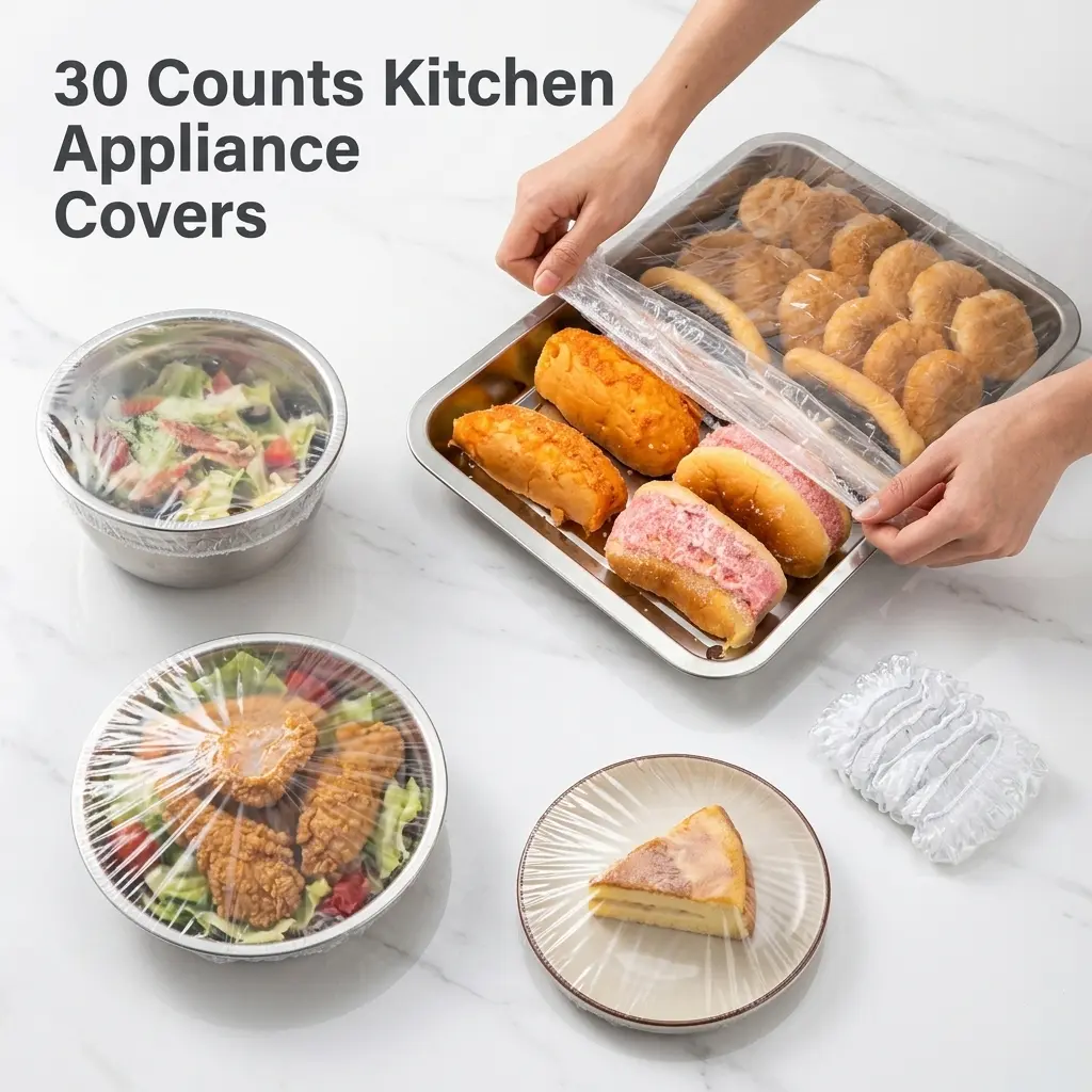 30 Counts Clear Disposable Dust Cover, Dustproof with Elastic for Air Fryer, Blender, Oven, Pressure Cooker, Coffee Maker,  Toaster, Slow Cooker Accessories cloth durable, Thickened Appliance Dust Covers for Kitchen Household Furniture, Practical