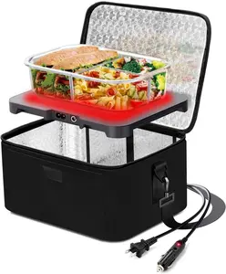 Portable Oven, Electric Lunch Box  Heater - 12V/24V/110V 3-in-1   Warmer - Mini Personal Microwave Heated Lunch Box Warmer for , , Travel, Office &  Use - Black