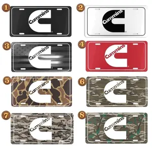 Cummins Aluminum License Plate – Diesel Truck Front Tag  Black, White, Red, Flag & Camo Options  Heavy Duty Style for Pickup & Mechanic Fans
