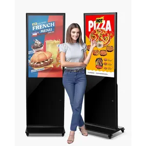 VEVOR 43 Inch Indoor Digital Signage Display, Remote Control Digital Kiosk, Floor Standing Kiosk Display, 2K UHD LCD Screen, 2GB RAM & 32GB ROM, with WiFi/USB Input Commercial Advertising Display