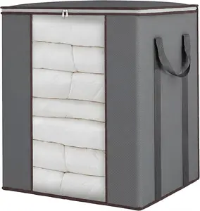 Extra Large Blanket Storage Bags 120L Comforter Storage Bags with Reinforced Handles Breathable Clothes Storage Containers for King Comforter Bedding Pillow Sheet Grey